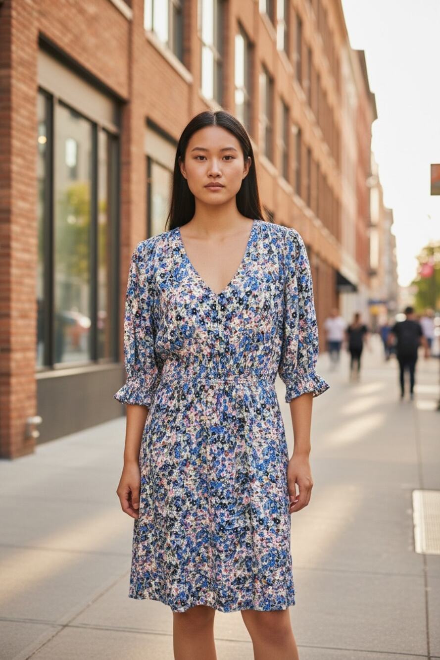 Jigsaw Floral V-Neck Tea Dress Cottage Core Size US 8 British